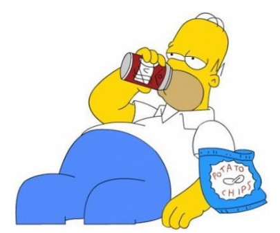 Homer Simpson affalé entrain de boire une bière